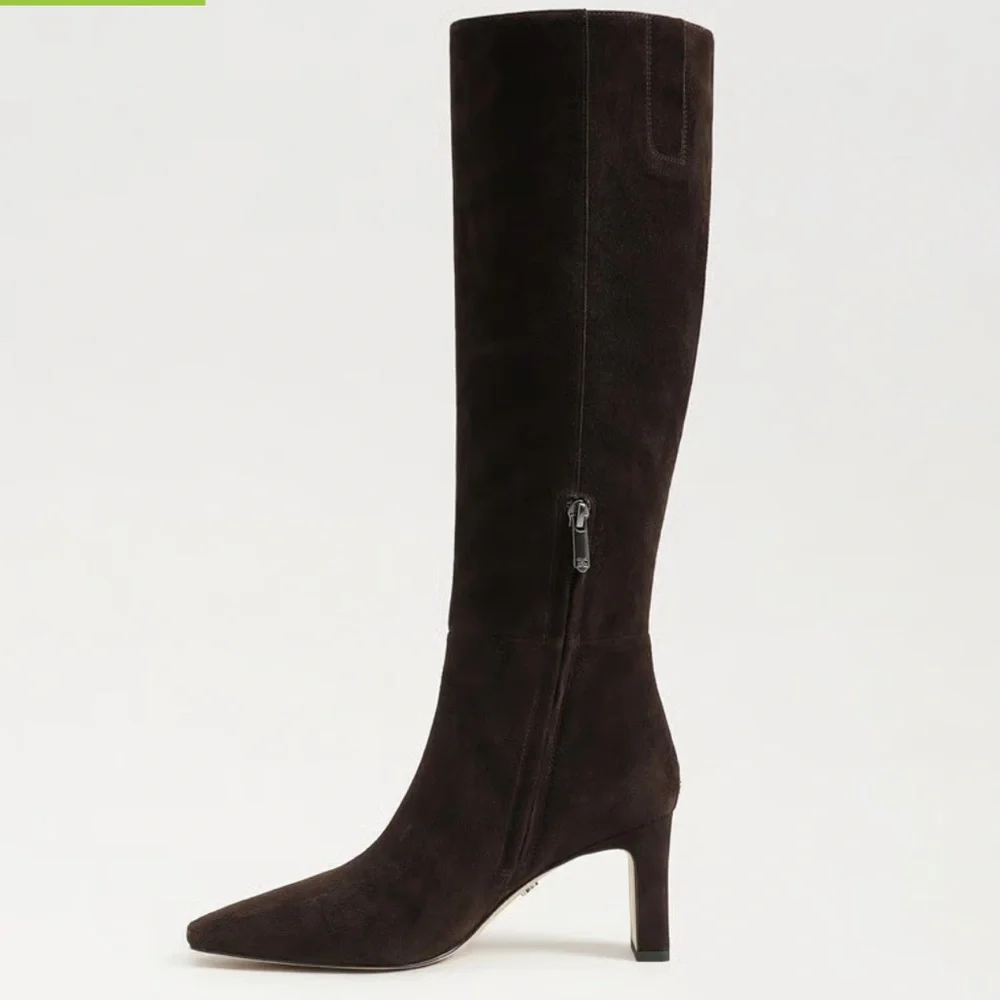 Sylvia Women's Dark Brown chocolate Suede Knee-High Heeled Boots